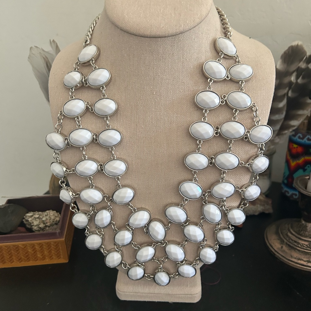 Spring Street Silver And White Faucet Lucite Multi-Layer Necklace